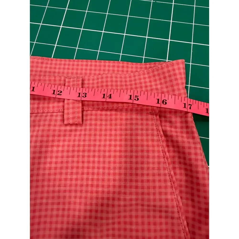 Peter Millar Golf Shorts Pink Gingham Performance Stretch Flat Front Men's Sz 33